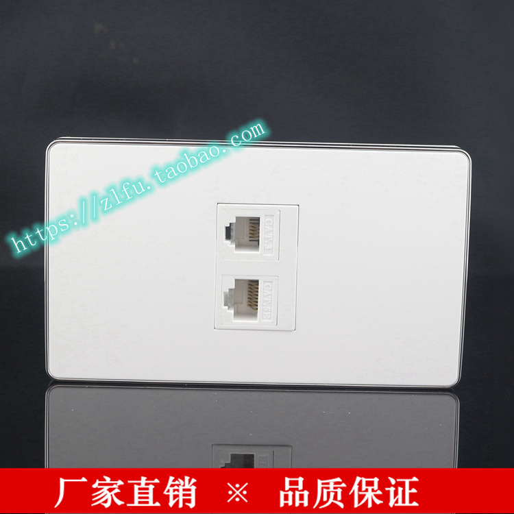 Silver Edge 120 Dual Port Network Telephone Panel Two-digit Network Port Computer Telephone Switch Socket 1 Network 1 Electricity