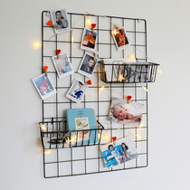 Net celebrity ins wrought iron grid photo wall decoration Girl heart room dormitory layout Clip hanging shelf