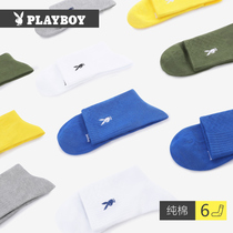 Playboy socks mens cotton sports tide thin cotton autumn long socks mens socks Youth Leisure