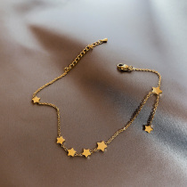 Stars and five-pointed star anklet female Korean version of simple personality design sense small net red jewelry titanium steel does not fade