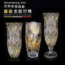 Bohemian style gold crystal glass vase floor vase home living room Vase ornaments decorative flower Ware