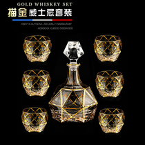 Bohemian crystal glass Gold Whiskey glass Creative Foreign wine glass Spirits glass Jug Brandy glass set