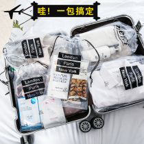 Transparent Travel Cashier Bag Kindergarten Clothes Finishing Bag Waterproof Travel Portable Beam Pocket Drawing Rope Bag Luggage Bag