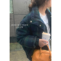 Mustard homemade Plaid white duck down jacket womens winter light and thin Korean version of loose small man short thick coat
