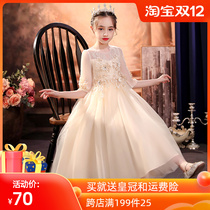 Girls dress high-end winter piano performance girls birthday flower children wedding dress Princess dress dress host