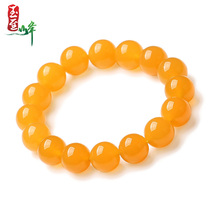 Jade Zhi Feng Yunnan Huanglong Jade chicken oil yellow hand string men and women 12mm round bead bracelet Jade single circle with certificate