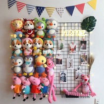 Girl bedroom colorful flag decoration photo wall plush doll storage rack wall-mounted wrought iron grid rack