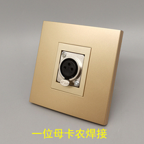 Champagne gold a female Kannon seat microphone cannon female head golden three-hole three-core Kanon welding microphone socket