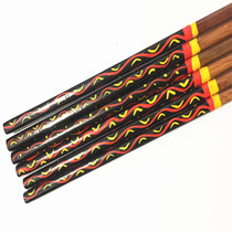 3 pairs of Sichuan Liangshan Yi characteristic crafts solid wood hand-painted lacquer ware chopsticks tableware