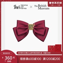 (New Year's Gift) shes British Flower and Bird Collection Retro Embossed Stamp Bow Headdress Hairpin High-end Cross Clip