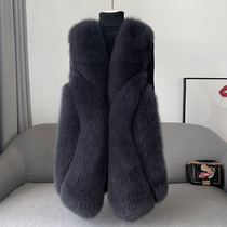 Whole leather fox fur vest female long 2021 new autumn winter vest fashion slim Haining coat