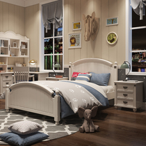 American solid wood children bed boy single bed girl girl princess bed baby bed 1 2M White