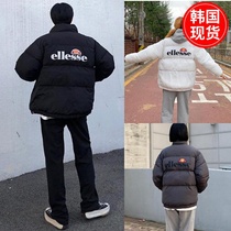 South Korea Direct Mail special ellesse men and women standing collar behind the big standard ultra light solid color down cotton clothing ins same model