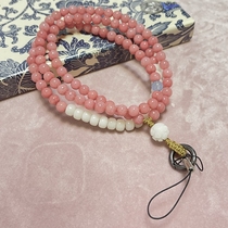 More Jimmy pink peach flower cute hand made long hanging wrist neck mobile phone chain lanyard Tanabata gift