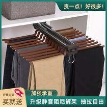 Side-mounted trouser rack Telescopic multi-function wardrobe accessories Household cabinet damping trousers rack Pants top-mounted pants pumping rack