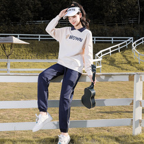 Junior high school students autumn suit girls high school girls 2021 New Korean fashion girls leisure sports suit