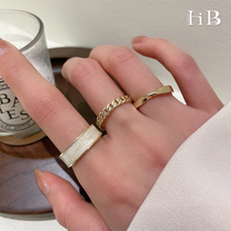 Hiblue three-piece ring female fashion personality ins tide niche design Retro ring light luxury cold wind