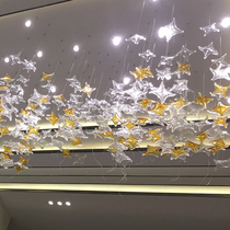 Colored glaze twisted leaf aerial hanging decoration ceiling ceiling hanging decoration project soft chandelier decoration