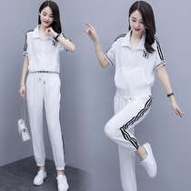 Casual Sports Suit Women Loose 2022 Summer New Tide Cards Fashion Big Code Two Sets Of Ocean Qi and Aging Tide