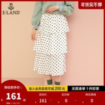 ELAND clothes love spring summer age sweet wave point thin small man pleated half Medium-length dress A- line dress Lady