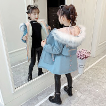 Girls Parker clothing cotton coat winter clothing 2021 new foreign style children plus velvet padded cotton jacket