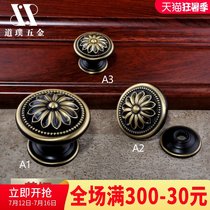 Round handle Brass single hole drawer door European cupboard American wardrobe Wine cabinet Chinese style black button door handle