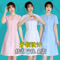 New nurse suit summer short-sleeved womens white coat slim-fit uniform Pharmacy pharmacy beauty salon work clothes thin section