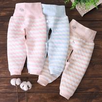 Baby warm pants open file high waist belly thickened three-layer cotton cotton newborn men and women baby wear pants in autumn and winter