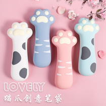 Creative Pencil Case Tide Teenage Girl Hearts Cat Paw Silicone Pen Bag Woman Cute Personality To Blame Japan Department Art Multifunction Large Capacity Net Red Ins Large Primary School Students Junior High School Children Girl Lead Pencil Case