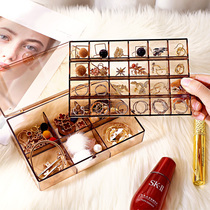 Jewelry storage box Earrings Hand jewelry earrings necklace Multi-grid portable box Large capacity dust-proof display rack