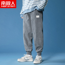 Antarctic People Spring Autumn Season Cashmere Mens Pants Plus Suede Thickened Pants Men Casual Pants Light Core Suede Warm Cotton Pants D