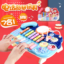 Puzzle eight-tone hand piano female baby multi-functional seven-in-one story telephone 0 Beat drum piano music toy 3