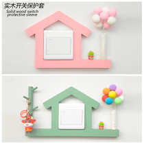 Solid Wood creative switch decorative sticker universal switch protective cover light switch socket ugly decorative frame no wall