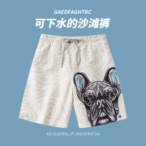 Summer mens beach pants loose casual quick-drying flowers shorts couples trend seaside holiday five-point pants can be put into the water