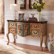 Entrance cabinet American retro entrance table Entrance desk Living room wall decoration cabinet Dining side cabinet Solid wood storage cabinet Bedroom