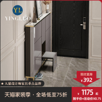 Light luxury ultra-thin shoe cabinet 2021 new household door large-capacity rock board door entrance cabinet extremely narrow shoe cabinet 17cm