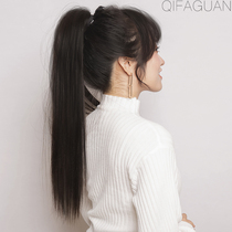 Light Thin Fluffy Horsetail Wig Woman Long Straight Hair Natural Grip Clip Strap High School Long Hair Braid With Little Grip Clip Style