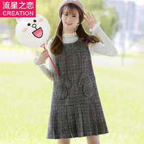 Autumn and winter vest skirt high school junior high school students Korean slim dress college style girl autumn fur skirt
