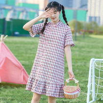 Improved cheongsam dress Chinese style Literature and Art of the Republic of China girl child High School junior high school student 12-year-old plaid skirt