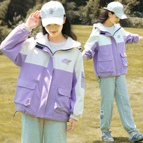 Junior high school students autumn jacket overalls uniforms spring and autumn girls high school girls stitching clothes