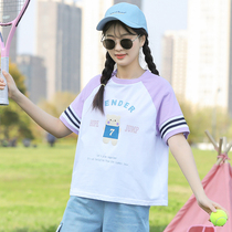 Junior high school girls summer cartoon cute short sleeve t-shirt high school students Summer Girl college style jacket loose ins ins