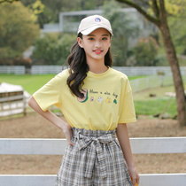 2021 summer New Loose Girl summer short sleeve t cotton foreign coat junior high school students T-shirt women