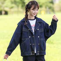 Tooling denim jacket short high school junior high school students loose Korean girl sense small man 2021 Spring New