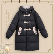 Girl winter dress grid down jacket College Style 2020 Winter Junior High School students thick long cotton coat over the knee