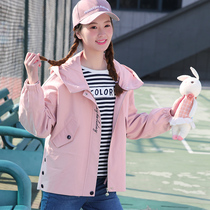 Girl autumn short jacket female loose middle school students Spring and Autumn new junior high school students Leisure Joker windbreaker college style