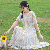 Girl dress long summer high school students summer dress fairy Big Boy 12-year-old girl skirt over knee chiffon