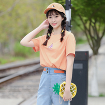 2020 Summer junior high school student girl loose Korean short sleeve High School half sleeve T-shirt summer fruit top
