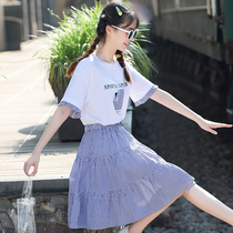 Junior high school students summer dress high school students summer dress sweet Korean princess dress summer fake two suit skirt