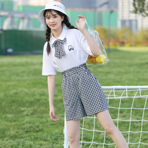 Girls short-sleeved shorts set summer thin fashion 15-year-old 13 junior high school students high school girls Summer School style