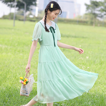 Girl dress summer long female child 2021 new foreign style high school junior high school students skirt long skirt
